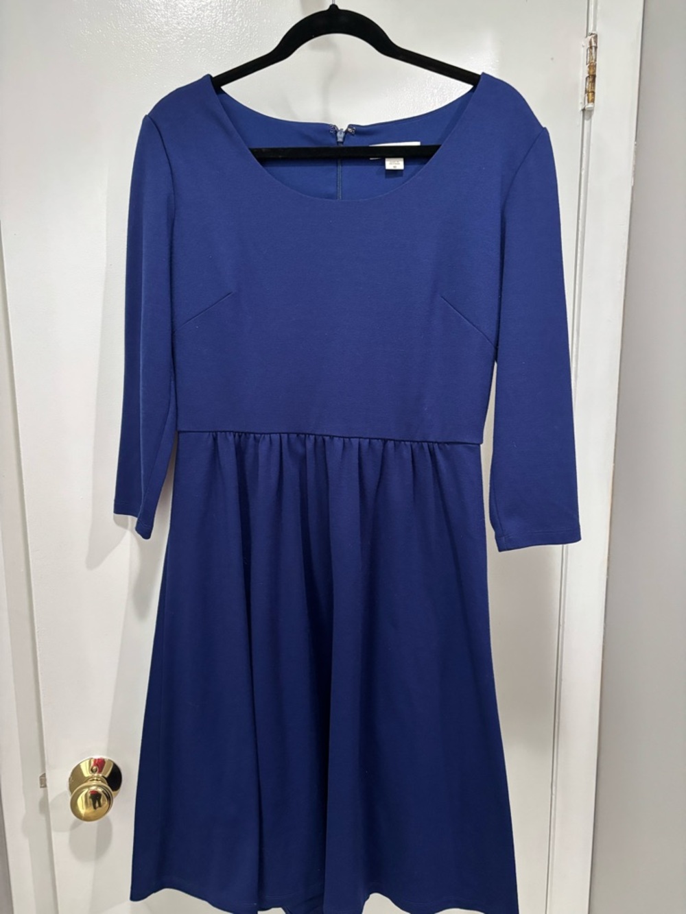 Coldwater Creek Blue Midi Scoop-Neck Fit-and-Flare Dress Size 10